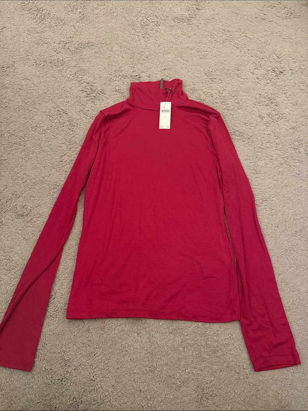 Anthropologie Raspberry Red Long-Sleeve Turtleneck Tee